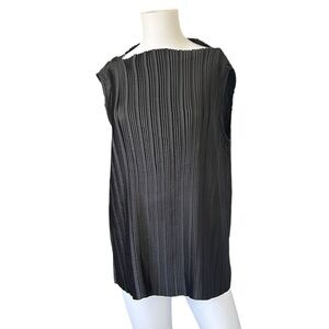 Zara Black Sleeveless Pleated Top Classic Neutral Stretch Womens Size Large L